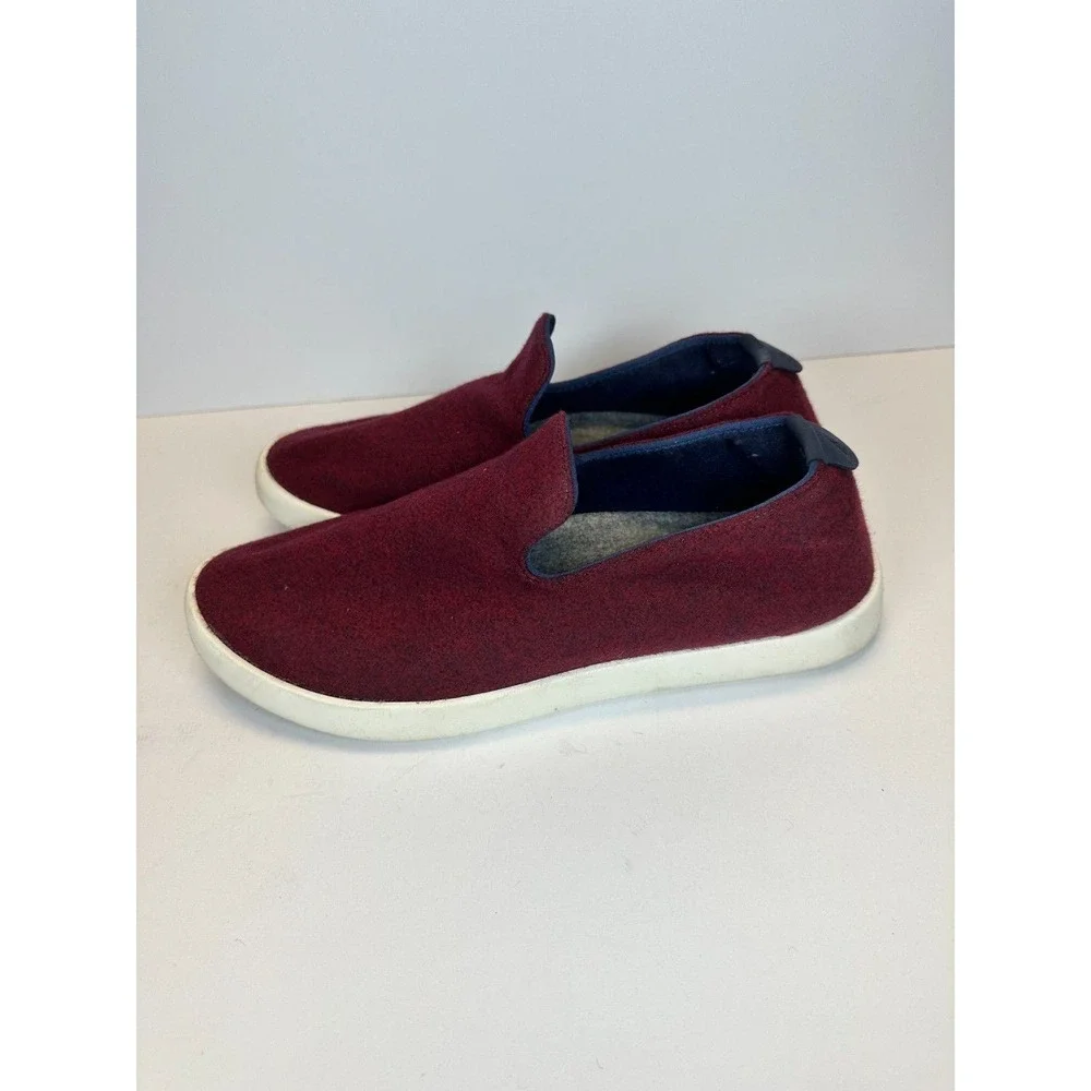 Allbirds Wool Loungers Mens Size 11 Maroon Burgundy Slip On Sneakers Comfort